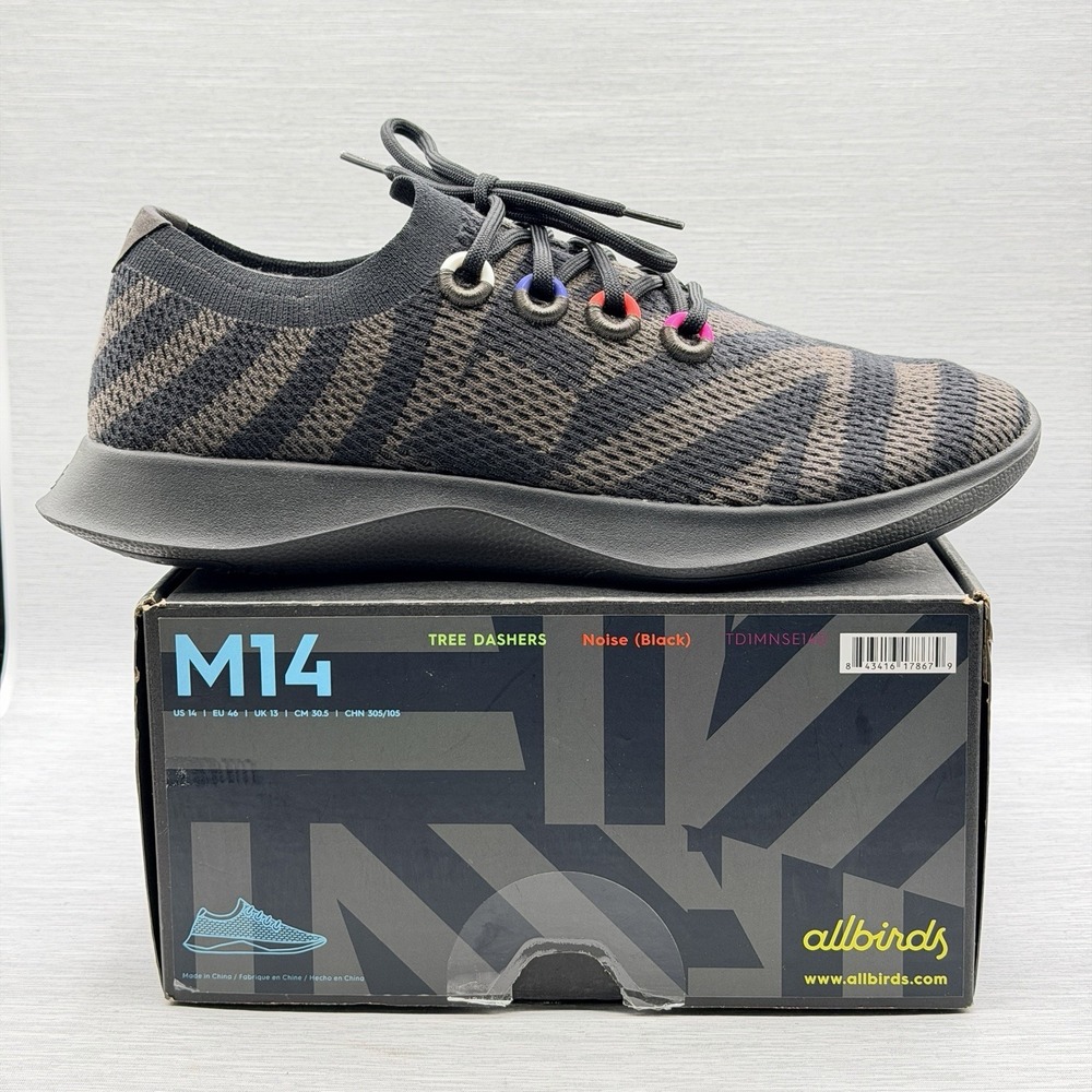 Allbirds Tree Dashers Men's 14 Pelmo Black Multicolor Running Shoes Lightweight